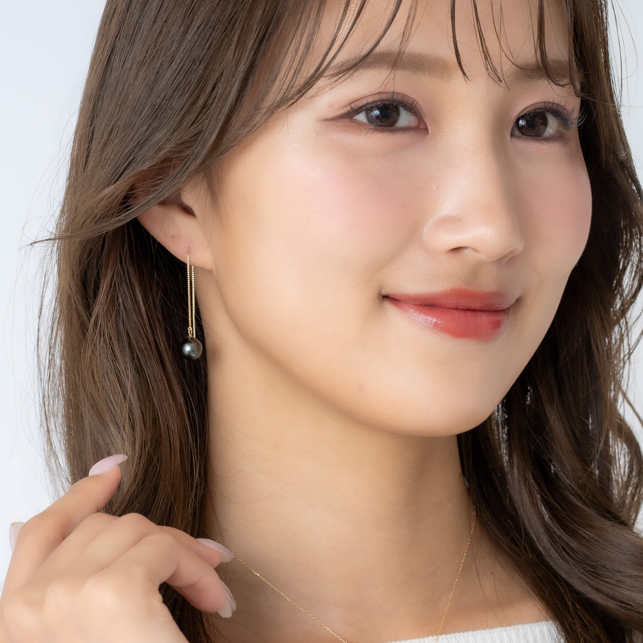 ブラックパール（南洋 黒蝶真珠） 8.25mm セミラウンド K10 イエロー