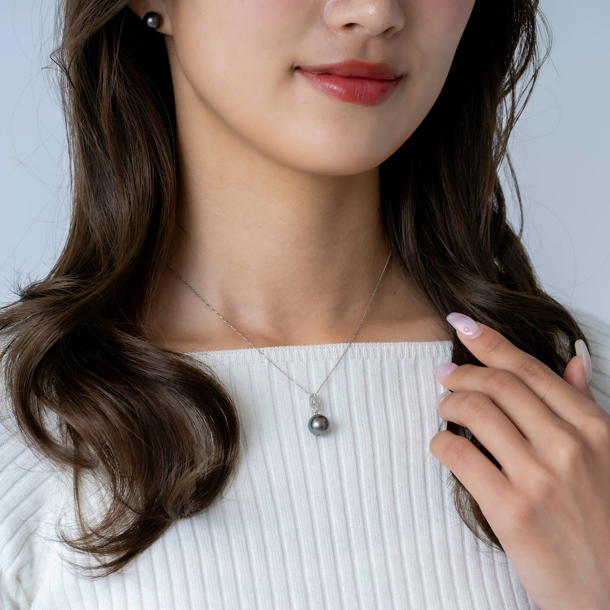 澪標】ブラックパール ダイヤモンド ホワイトゴールド ペンダント｜無