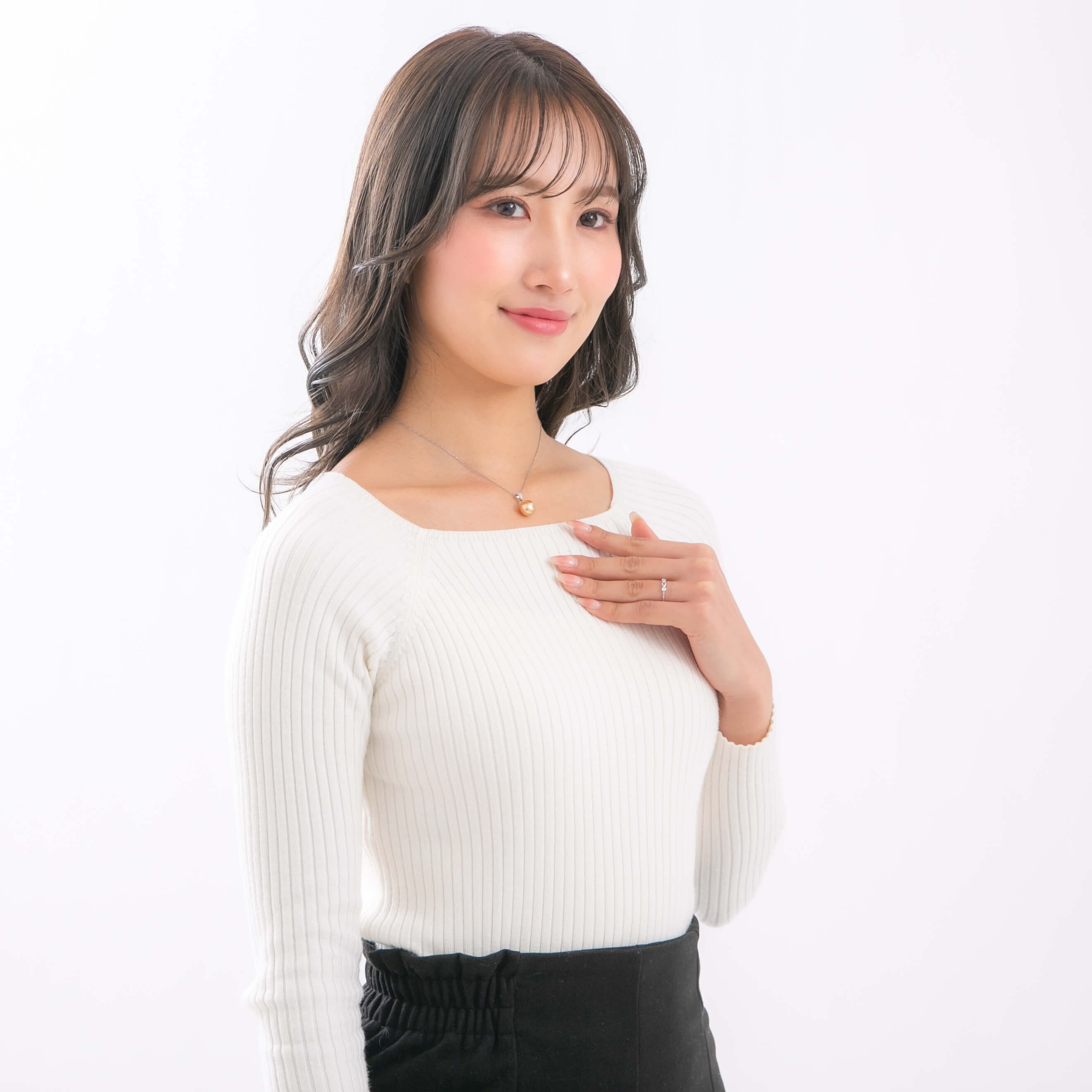 星涼し】ゴールデンパール ダイヤモンド プラチナ ペンダント｜無調色