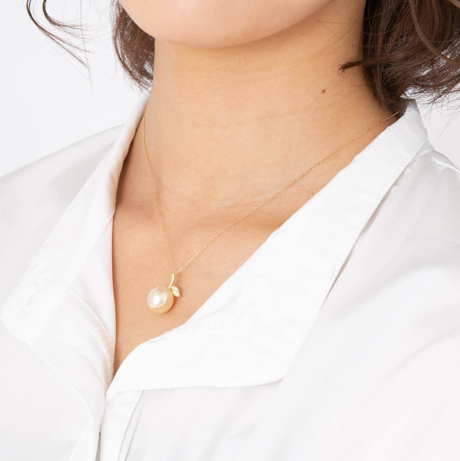 姫果】ゴールデンパール ダイヤモンド イエローゴールド ペンダント