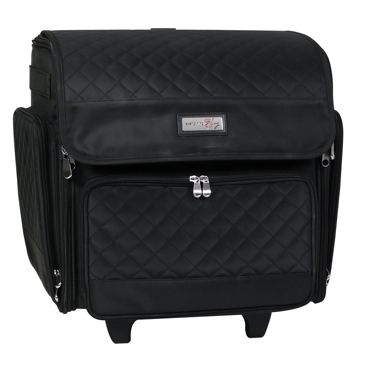 Deluxe Collapsible Rolling Scrapbook Case, Black Quilted