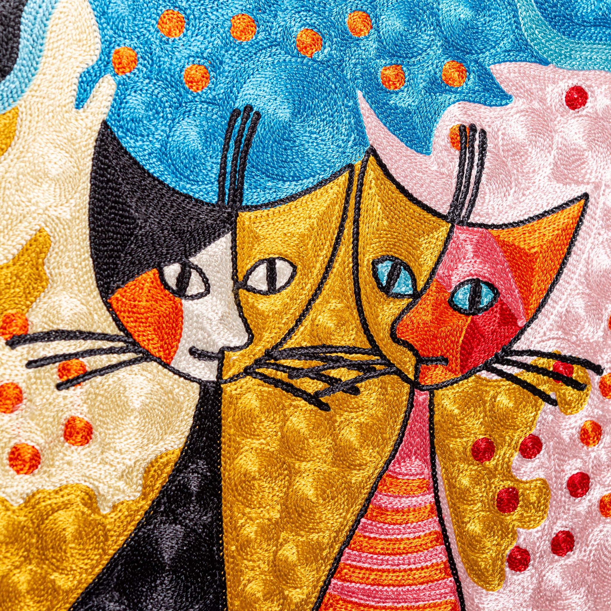 ロジーナ・ヴァハトマイスター 刺繍額絵 2匹のロジーナキャット