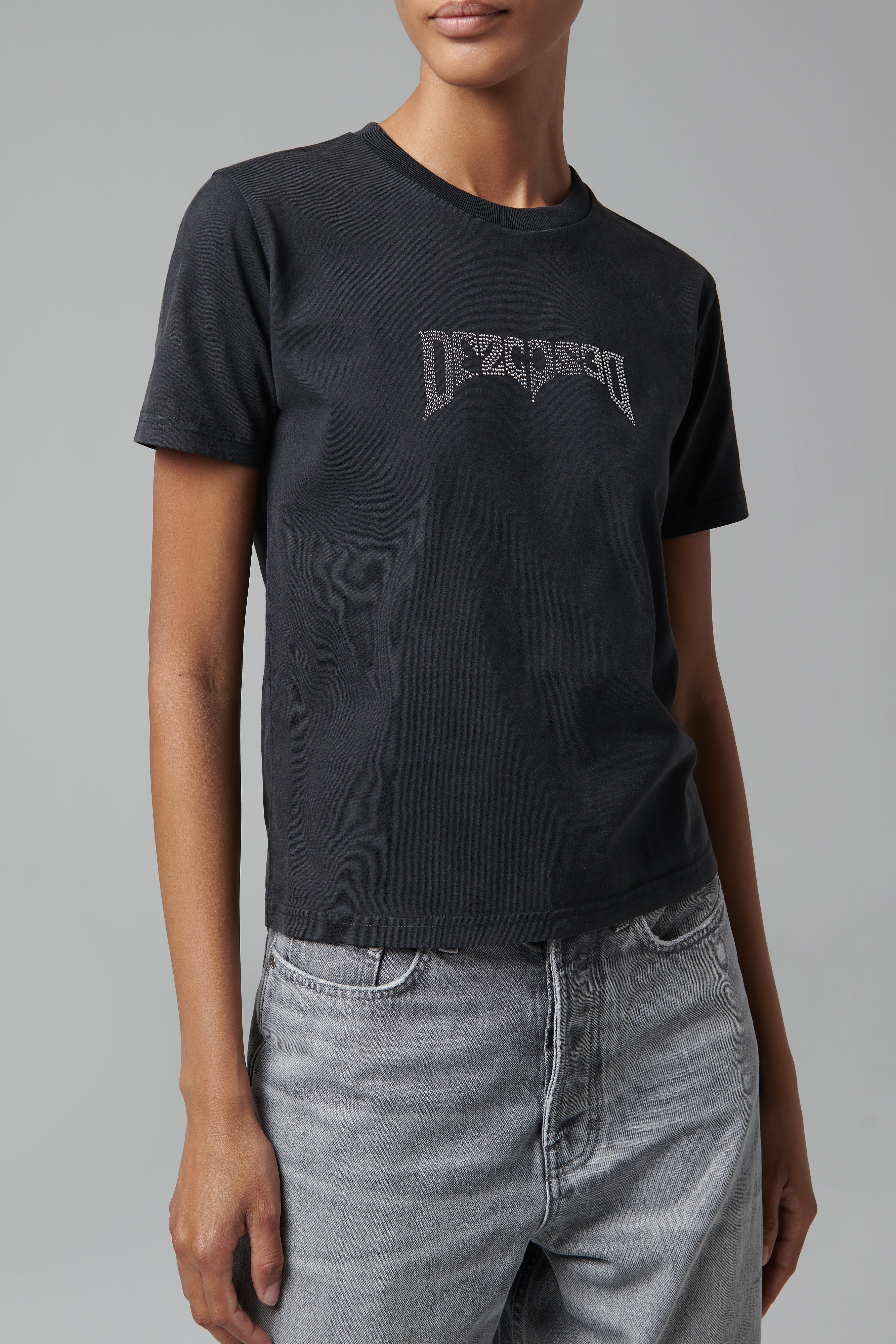 032c Black Rhinestone Logo T-Shirt