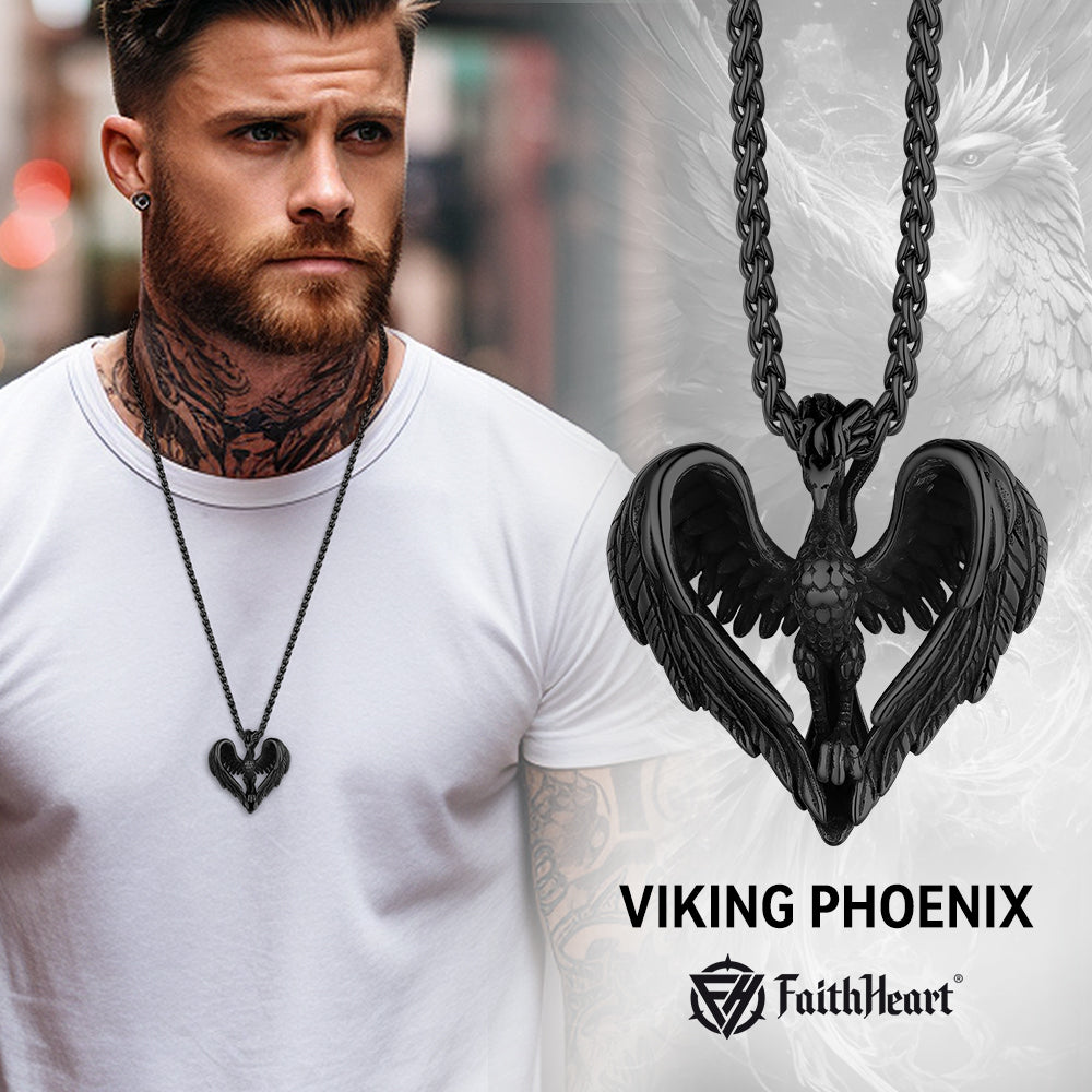 Phoenix Heart Necklace for Men | Vintage Gothic – FaithHeart Jewelry