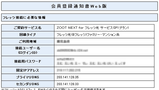 ZOOT/ZOOT NEXTの接続用ユーザー名(ログインID)・パスワードが分から