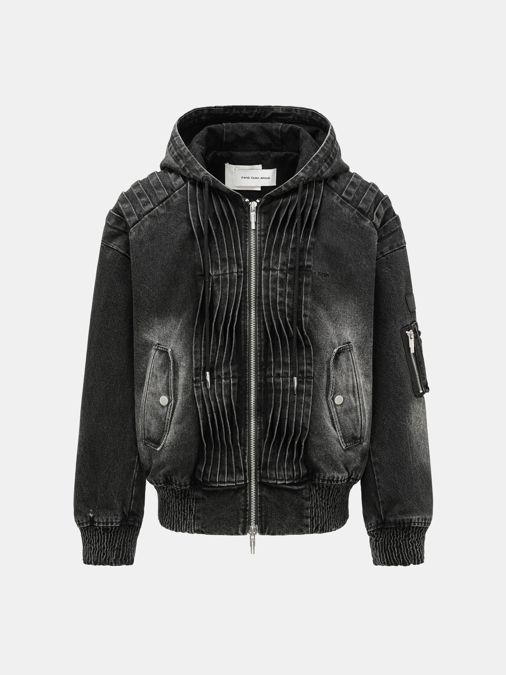 PLEATED DENIM JACKET – Feng Chen Wang