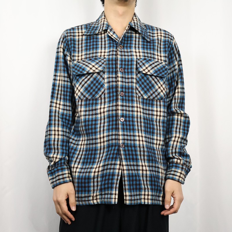 70年代 JCペニー ストアブランド 開襟シャツ 青 ブルー | ビンテージ