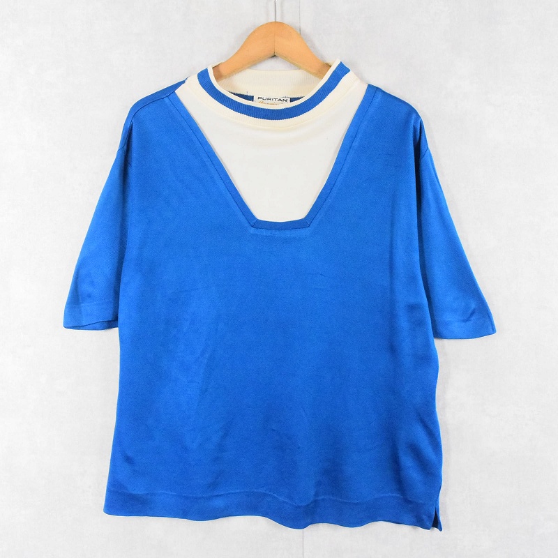 70年代 70s ピューリタン 水色 ライトブルー カットソー 半袖 アメリカ