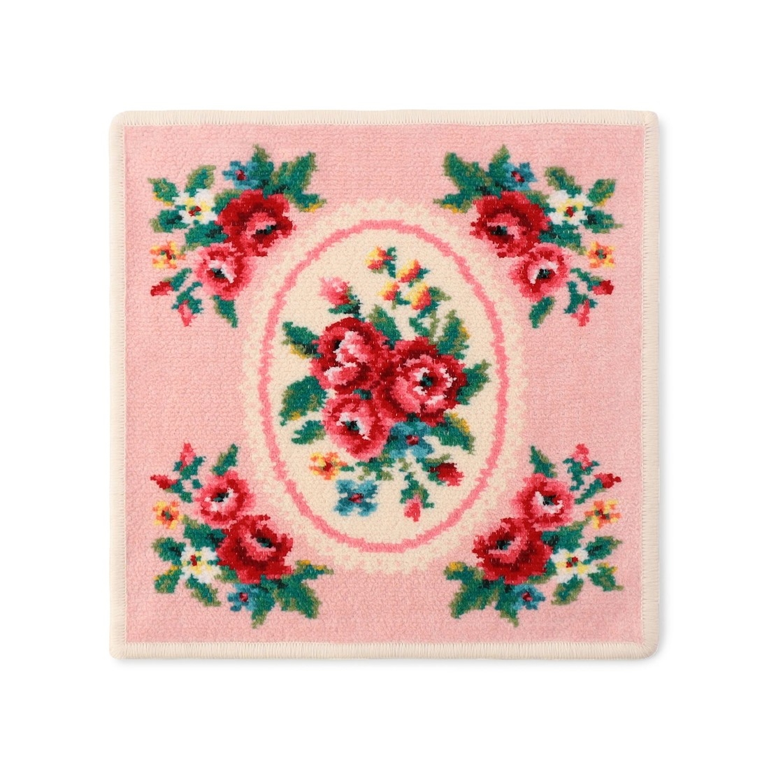 マドモワゼルローズ ハンカチ(ペールピンク×イエロー（アイボリー