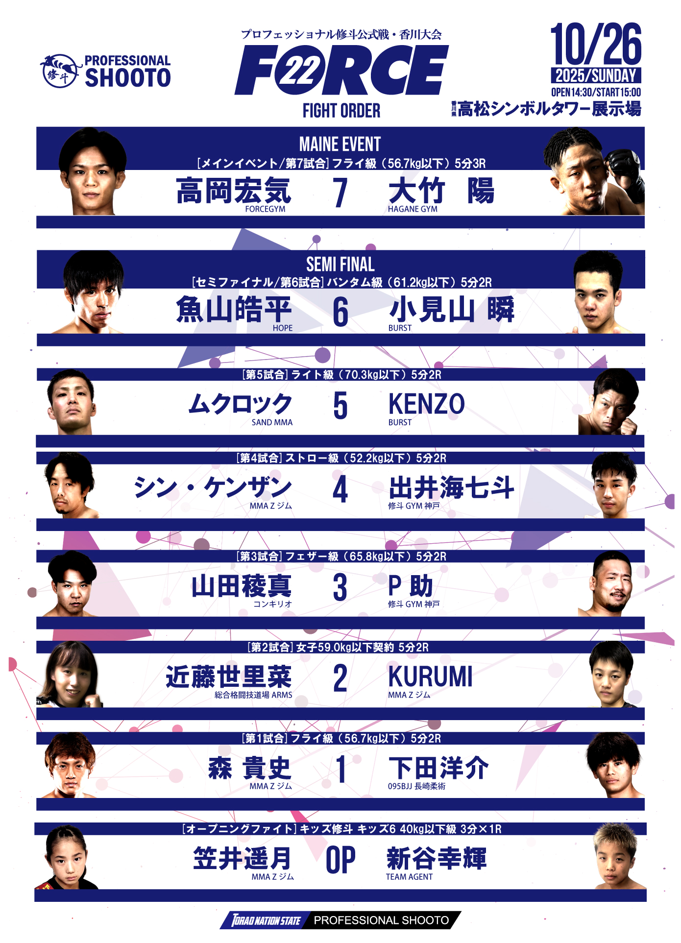 プロ修斗香川大会 FORCE22 #shooto1026 | FIGHT MEMO for 修斗旅