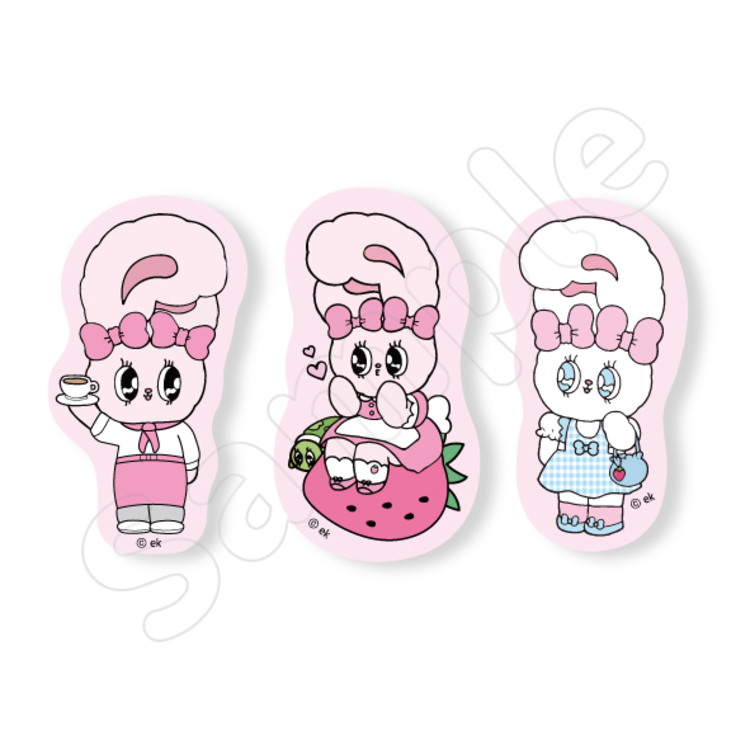 Esther Bunny いちごステッカー3枚セット｜むにゅぐるみパティオ公式サイト