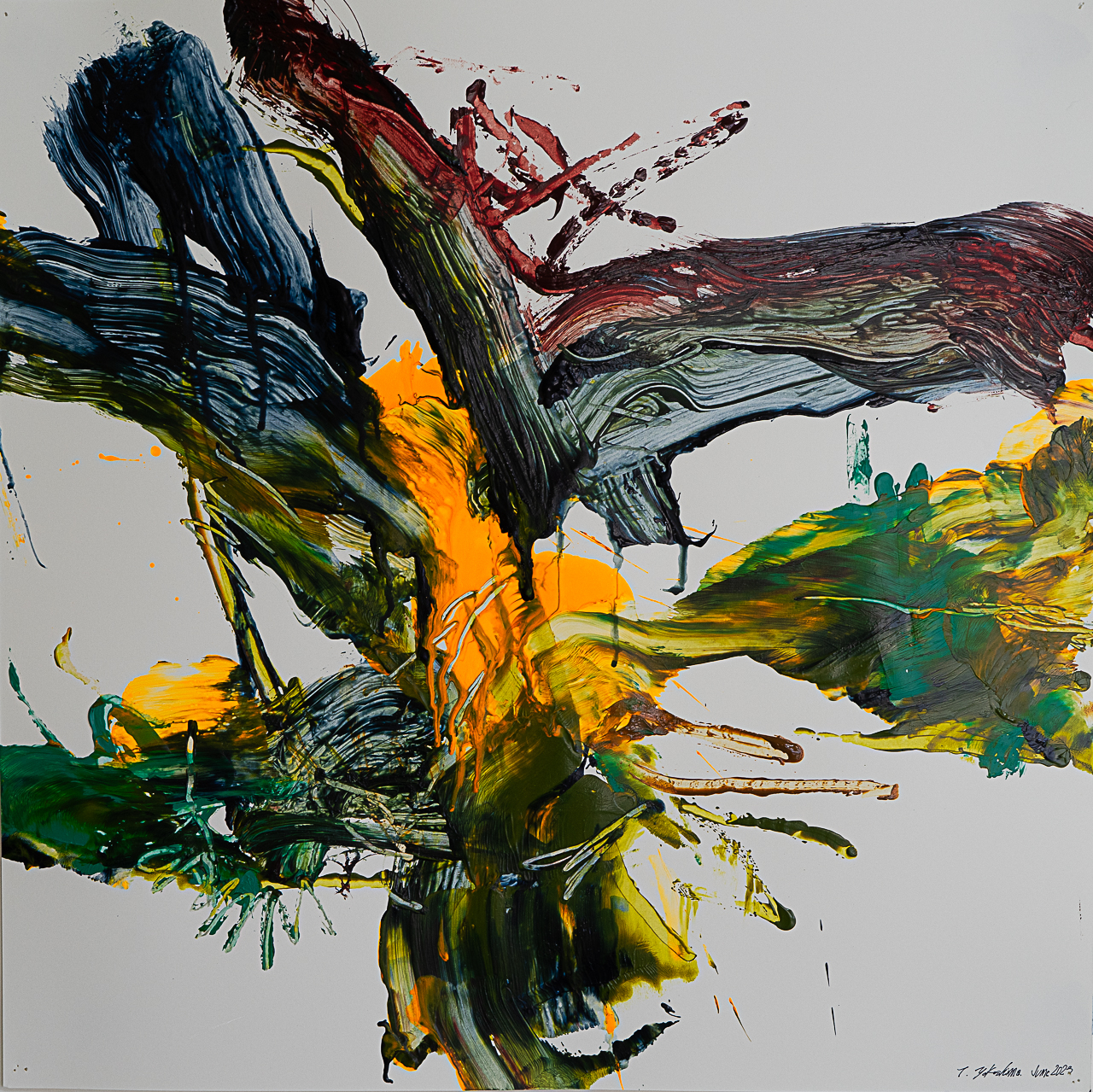 オレンジとコバルトグリーンの交差 by 横島 剛 - 絵画販売・購入