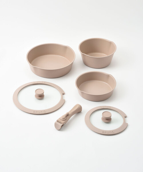 フライパン 6点セット＋フライパン・鍋専用取っ手セット ピンク