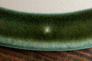 コ34 ベルベットグリーン 鳥と花の楕円皿 - 益子焼の小さな窯元