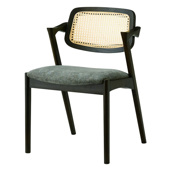 モダン ダイニングチェア/背部籠目編み アッシュ材布貼ウレタン