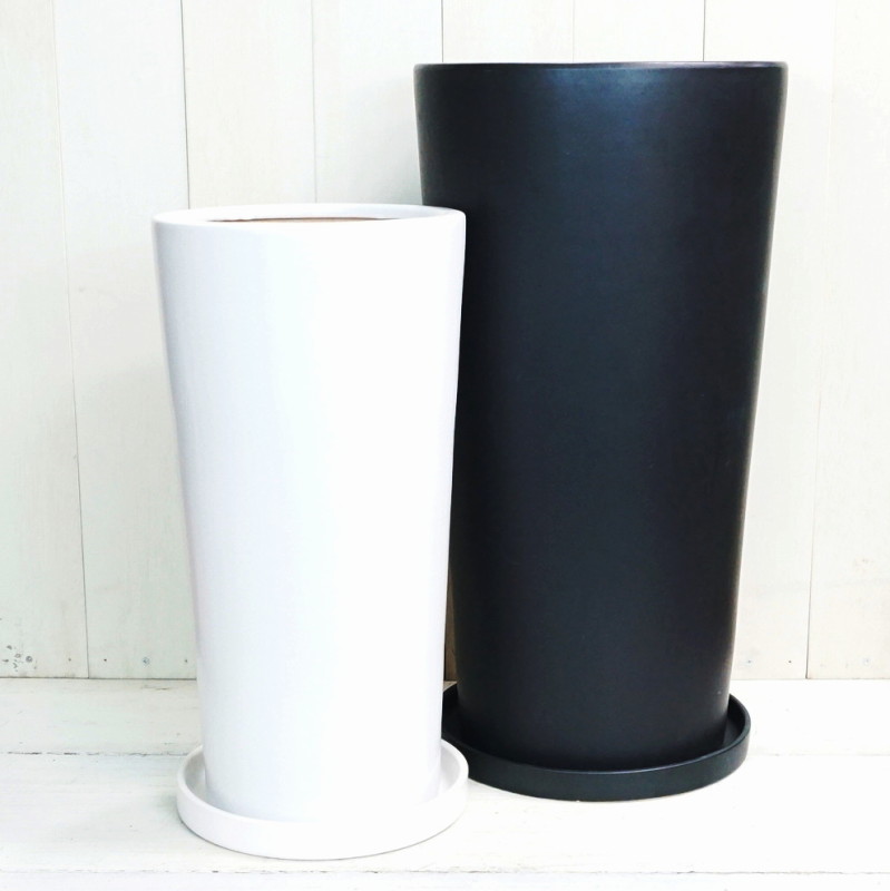 植木鉢 おしゃれ 陶器鉢 トールラウンド L (2色)＜ 30cm 10号 穴あり