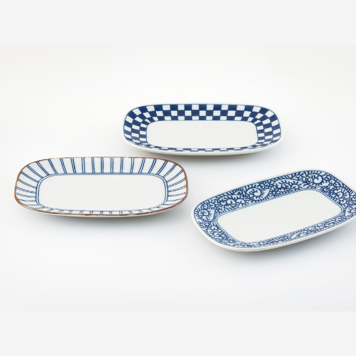 Price Gift｜藍屋 長角皿トリオ｜西海陶器 | SAIKAI B-SHOP｜西海陶器