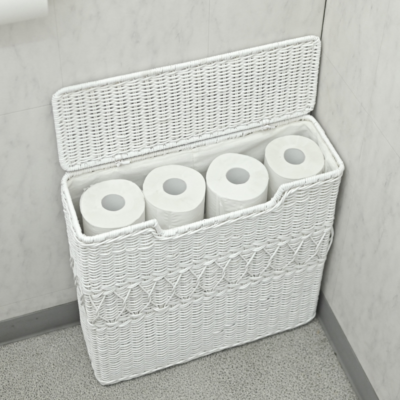 GK846WW ホワイトラタン トイレットペーパー収納バスケット | 【SR-net