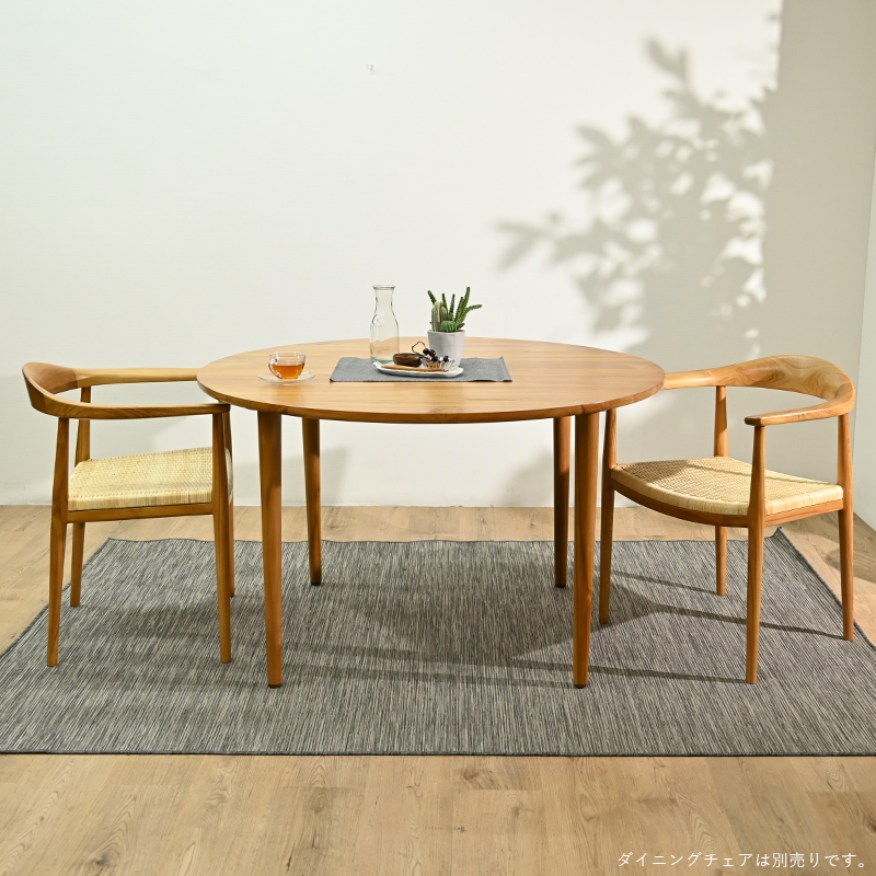 T3400WX チーク無垢材 ラウンド ダイニングテーブル 幅120cm | 【SR