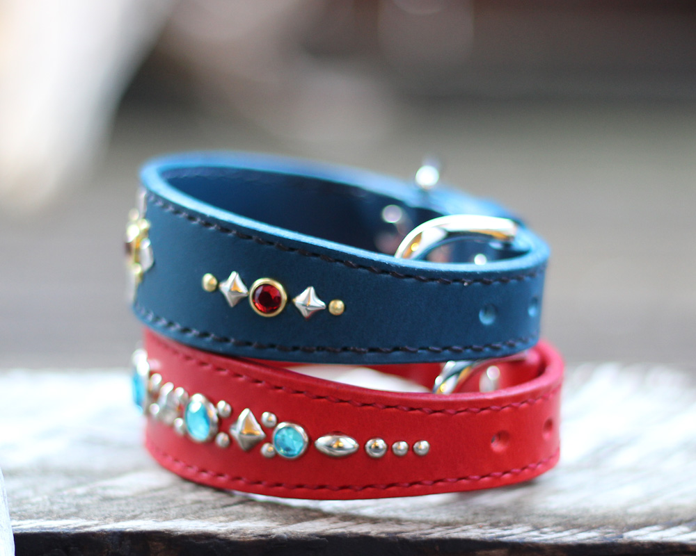 ミニチュアピンシャー BARON 最小20最大30 オーバル型首輪 赤 青 | 革