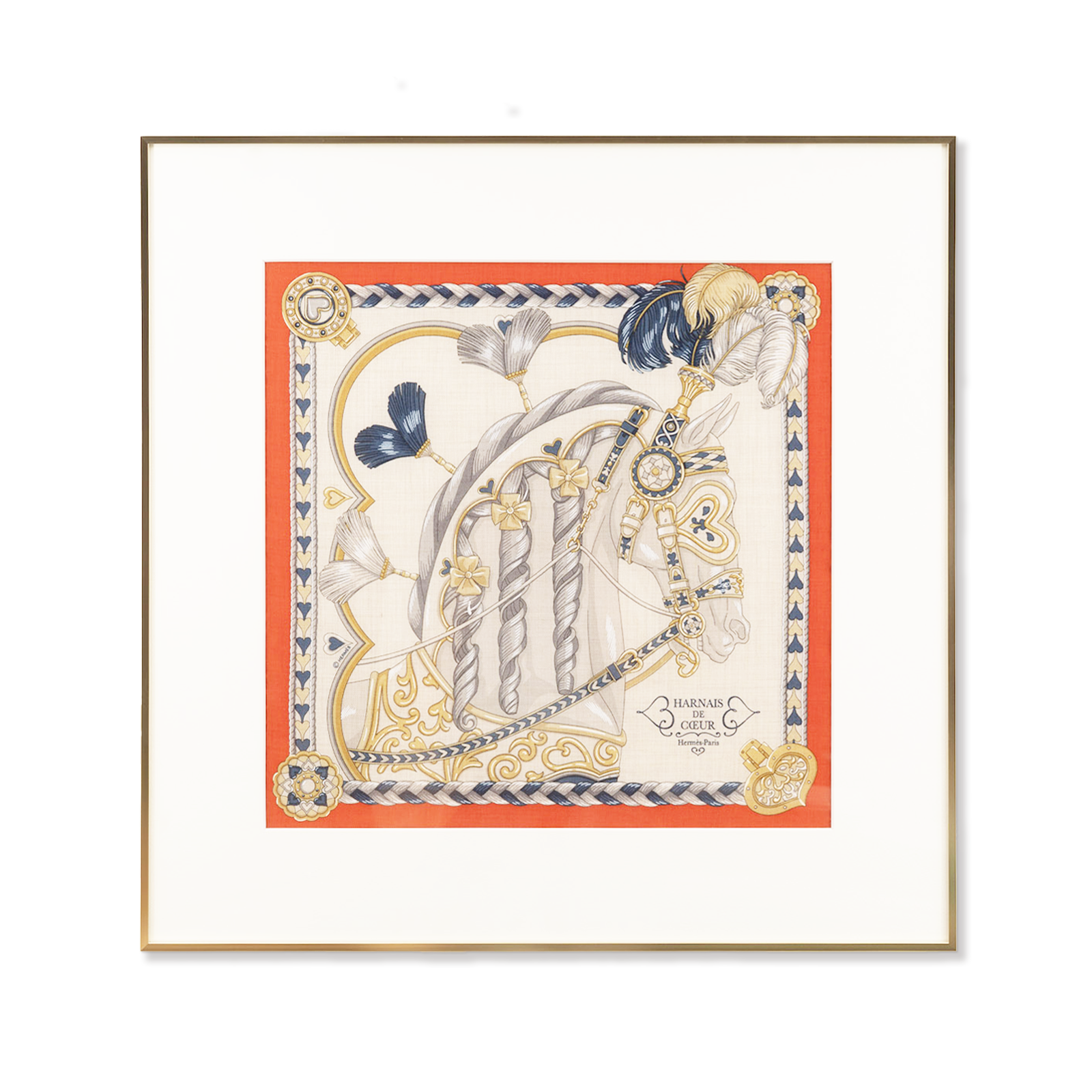 エルメス「Harnais de Coeur」スカーフの額装 | 額縁専門店 ファブリ