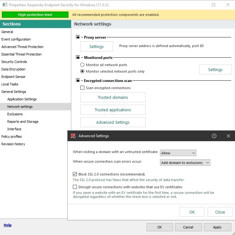 Visiting a domain with an untrusted certificate - Kaspersky
