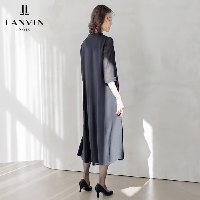 リボンアクセントのロングワンピース 15号・ブラック｜東京ソワール