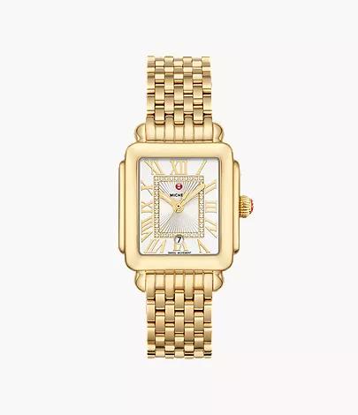 Deco Madison Mid 18K Gold-Plated Diamond Dial Watch MWW06G000014