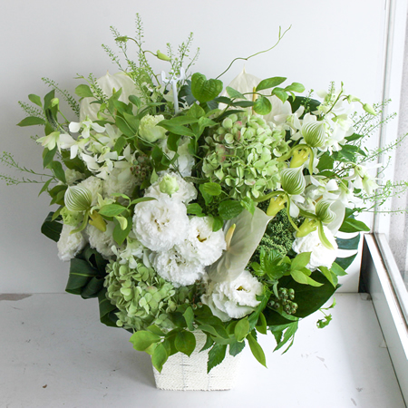 白グリーン/お洒落にカッコよく a200525 ｜ 大阪**花屋フラワーパーティー