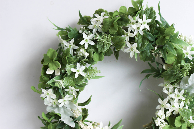 ナチュラルホワイト**フラワーリース15／アーティフィシャル(造花
