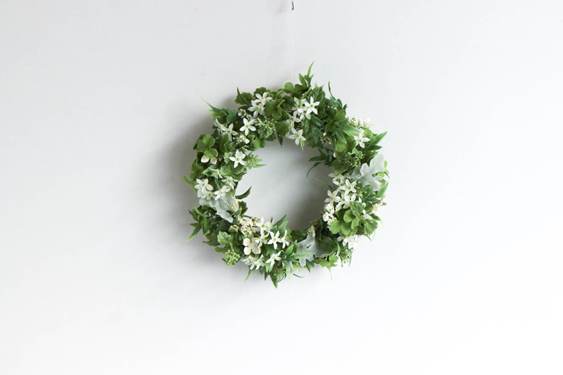 ナチュラルホワイト**フラワーリース15／アーティフィシャル(造花