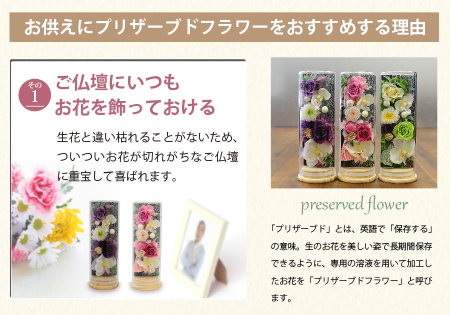 お供えプリザーブドフラワー ジュジュ | 花工房エーデルワイス