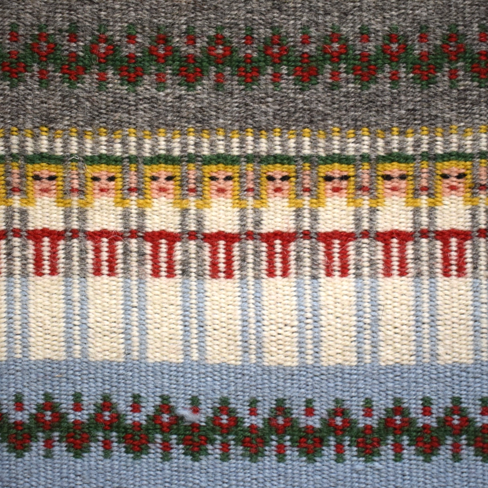 サンタとルシア・北欧タペストリー / ブンデンローゼンゴング織り