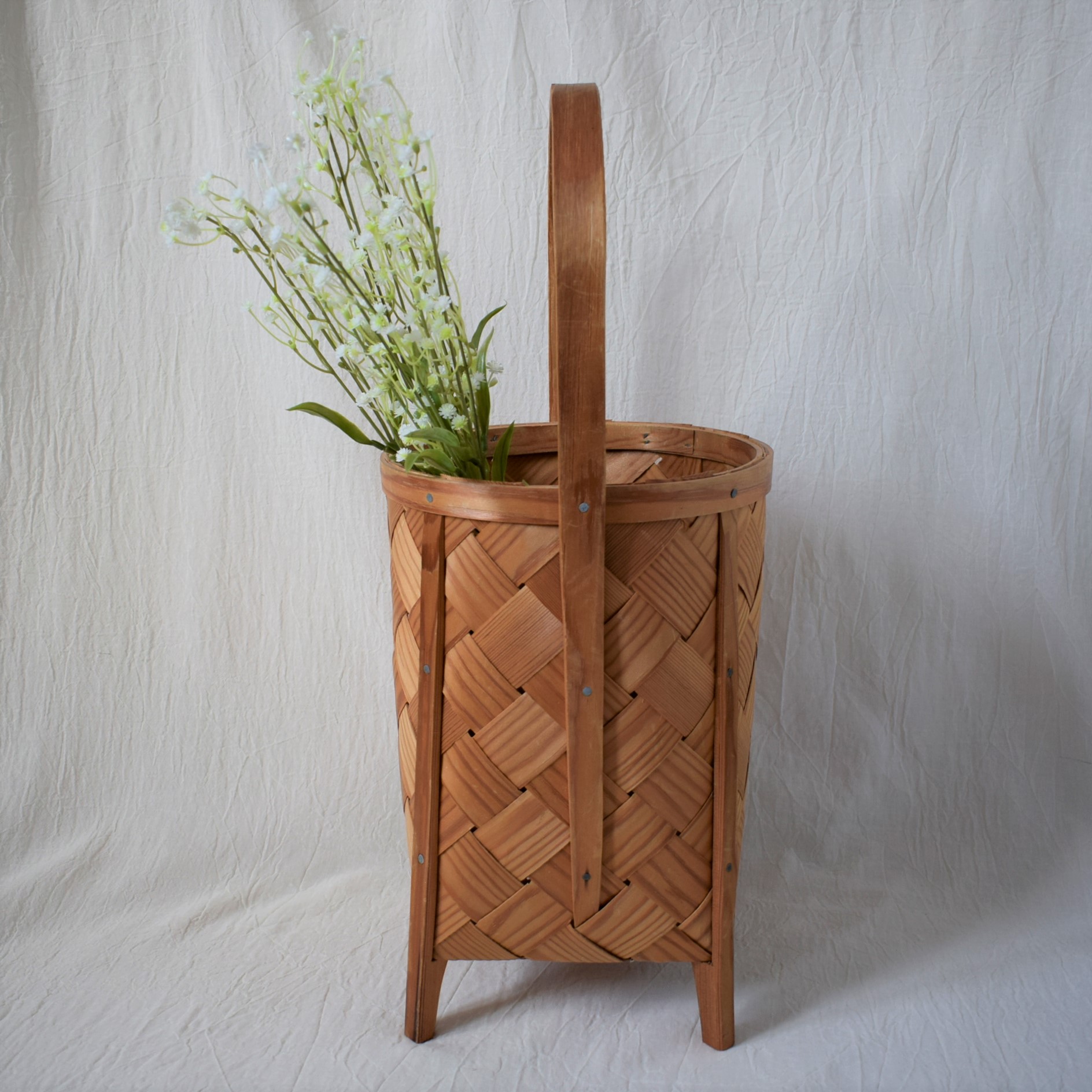 スポーンコリ・Spånkorg / ハンドル・脚付き / 縦長バスケット / 花籠