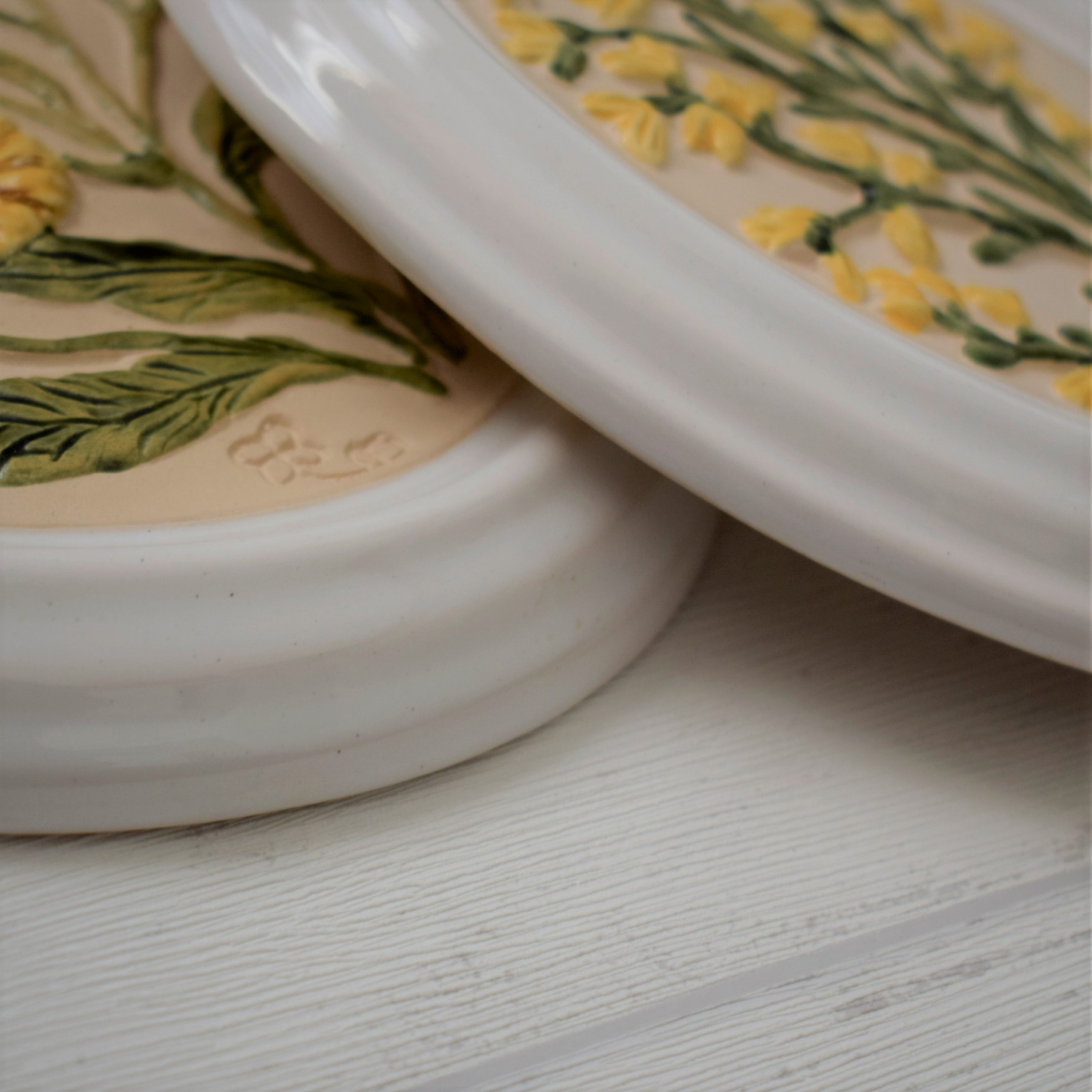 お花の陶板 / GABRIEL・ガブリエル / 白の額縁2枚セット