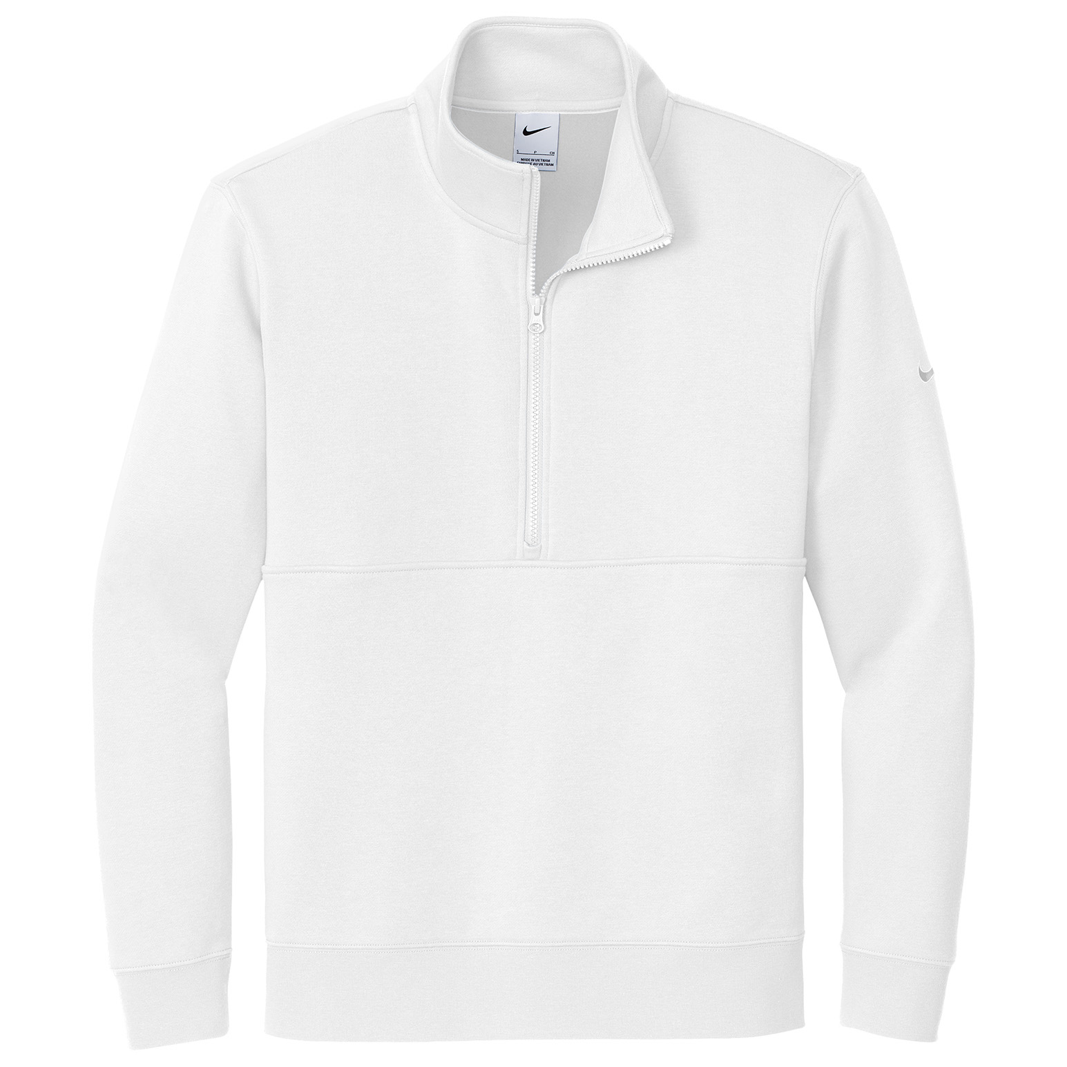 Nike NKDX6718 Club Fleece Sleeve Swoosh 1/2-Zip - White | Full Source