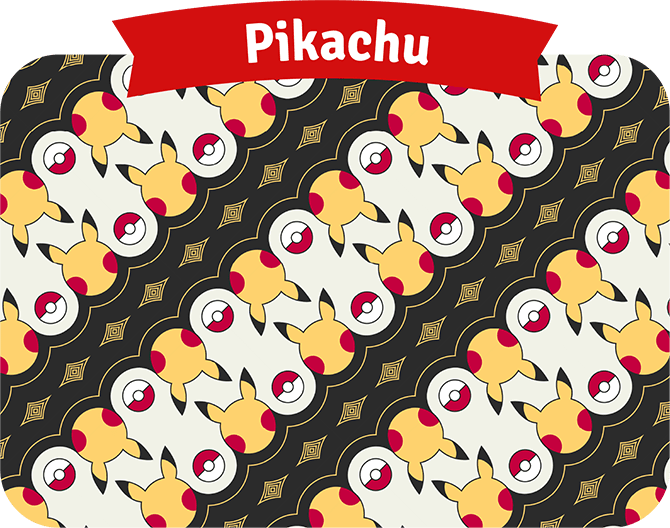 Pikachu wearing a batik shirt