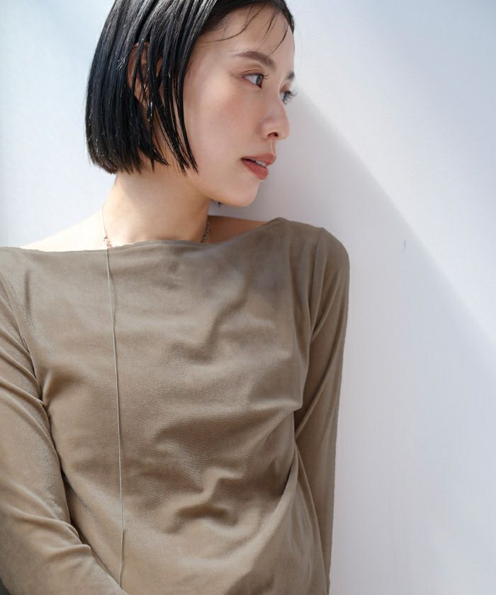 2wayボートネックベロアトップス【メール便可／100】 | ur's（ユアーズ）