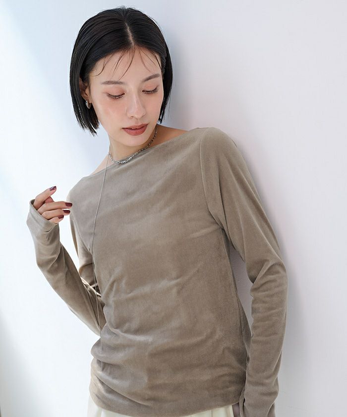 2wayボートネックベロアトップス【メール便可／100】 | ur's（ユアーズ）