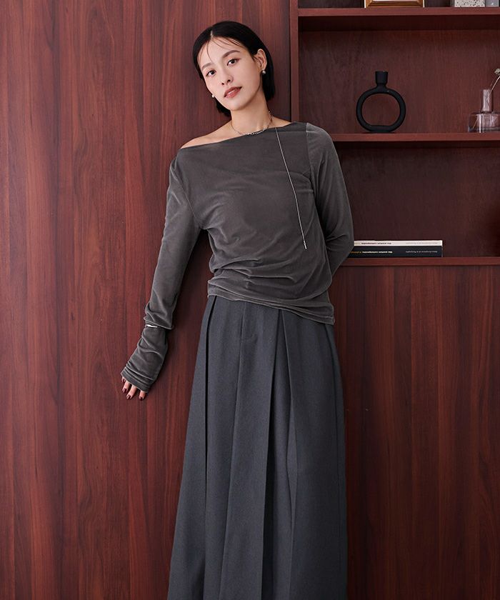 2wayボートネックベロアトップス【メール便可／100】 | ur's（ユアーズ）