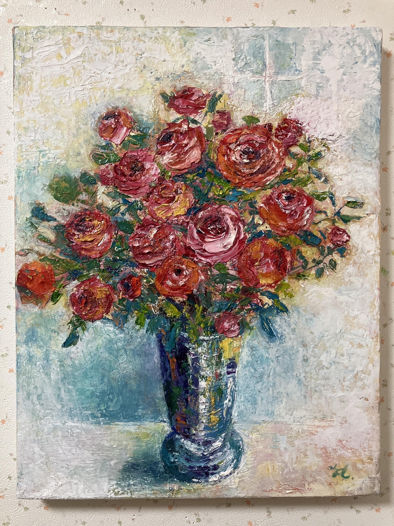 絵画の通販、購入ならFROM ARTIST/作品名：花瓶の薔薇/作家名：平田 智子