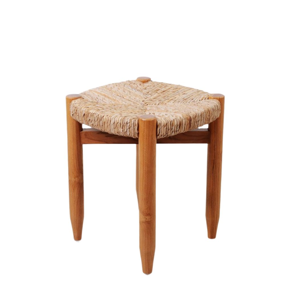 Charlotte Perriand Teak Rush Stool – France & Son
