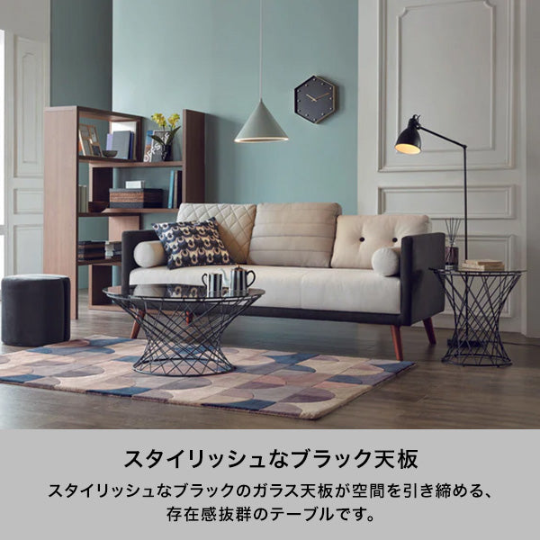 マーリア コーヒーテーブル ブラック×ホワイト（φ800） | Francfranc