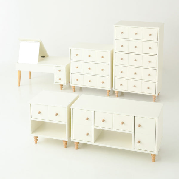 ラーナ チェスト ハイ 2 ホワイト×ナチュラル（W602×H1013