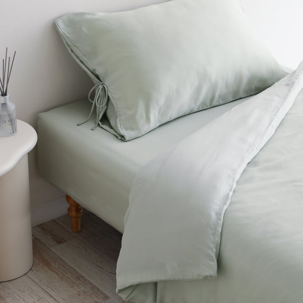 CICA加工 スリムリボン 掛け布団カバー ダブル ライトグリーン