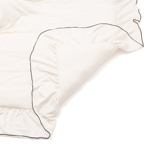 WARMY アルガンオイル加工 フリル 掛けふとん シングル ホワイト