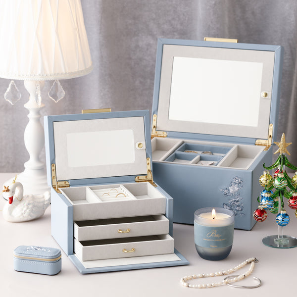 エンブロイダリーフラワー ジュエリーボックス L ブルー | Francfranc