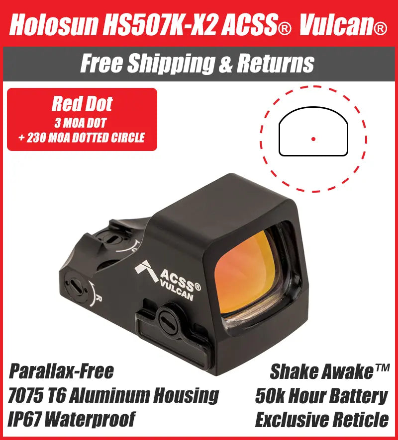 Holosun 507K X2 Red Dot ACSS Vulcan Reticle, K Series Footprint