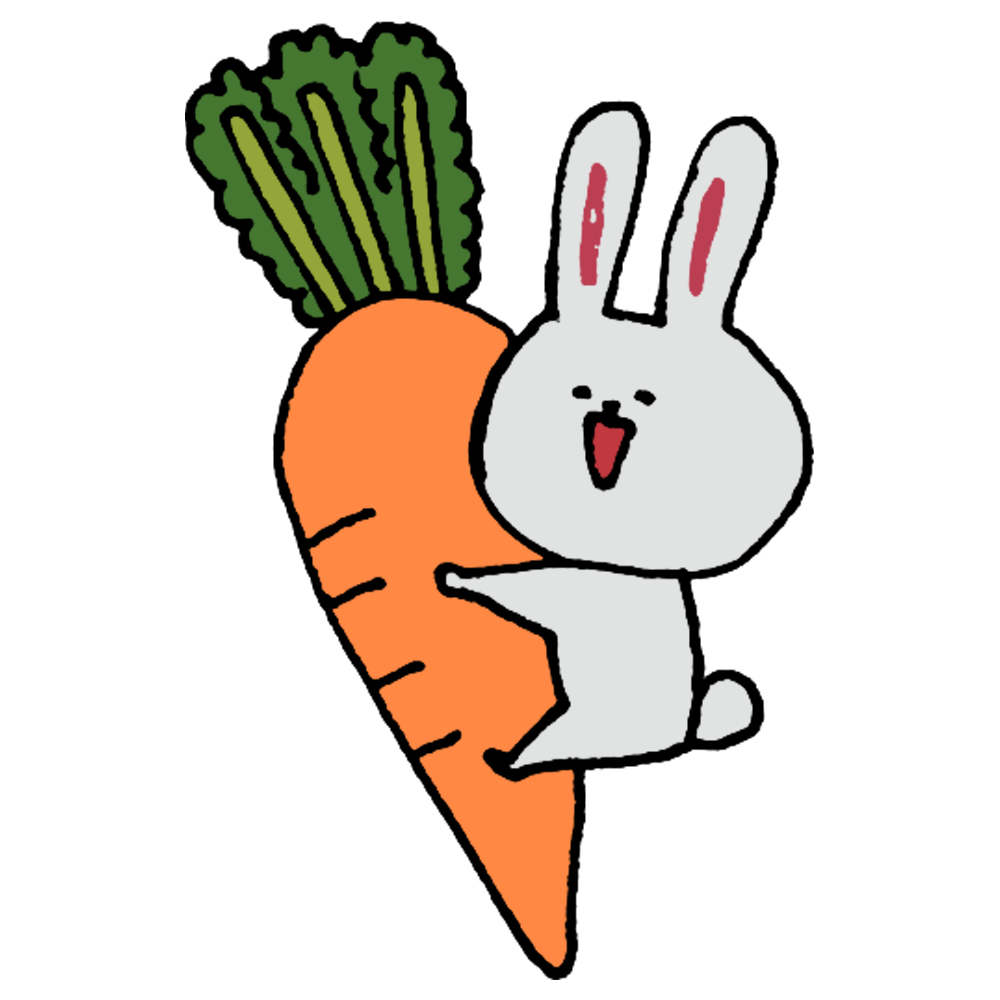 にんじんを抱きしめるウサギさんのフリーイラスト | フリーイラスト