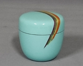 虹蒔絵中棗（にじまきえちゅうなつめ）水色 | 茶道具通販専門店 ふげつ工房